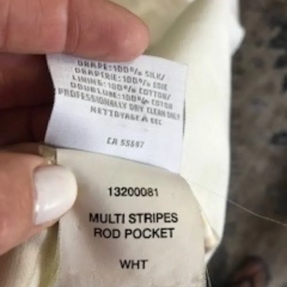 Restoration Hardware Striped Silk Taffeta Pocket Rod Drape